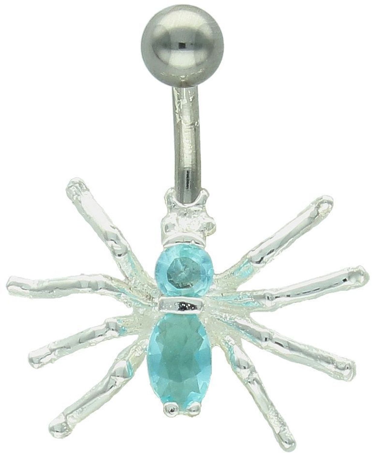 Kolczyk do pępka pająk – srebro 925 z niebieskimi kryształkami.jpg